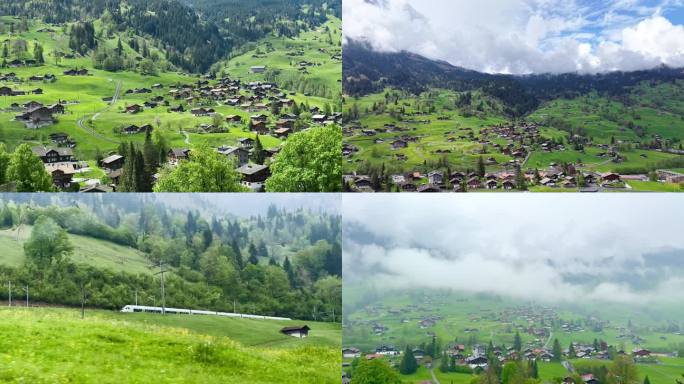 瑞士阿尔卑斯山村风光（格林德瓦梦幻山坡）