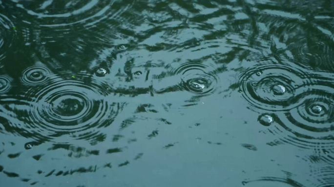 雨水下雨惊蛰谷雨意境屋檐雨滴倒影水滴中式