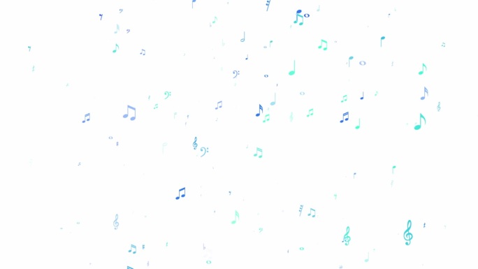 音符高音谱号在五线谱上漂浮流动。