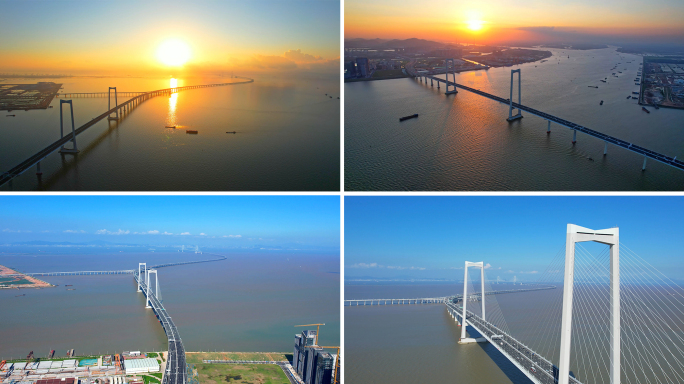 深中通道日出日落航拍