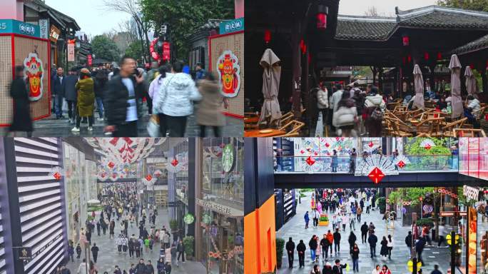 行人脚步城市人流商业街行人过斑马线绿灯