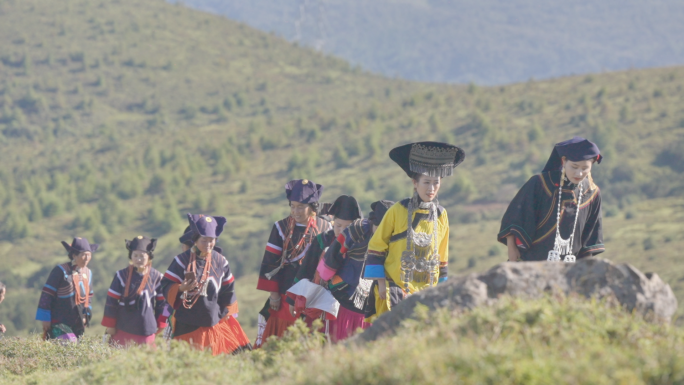 航拍彝族火把节素材