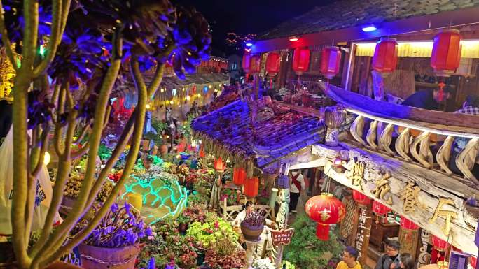 丽江古城夜景灯笼