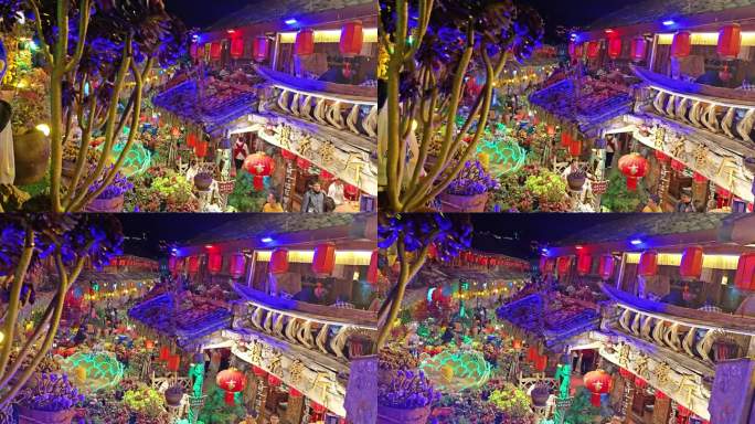 丽江古城夜景灯笼