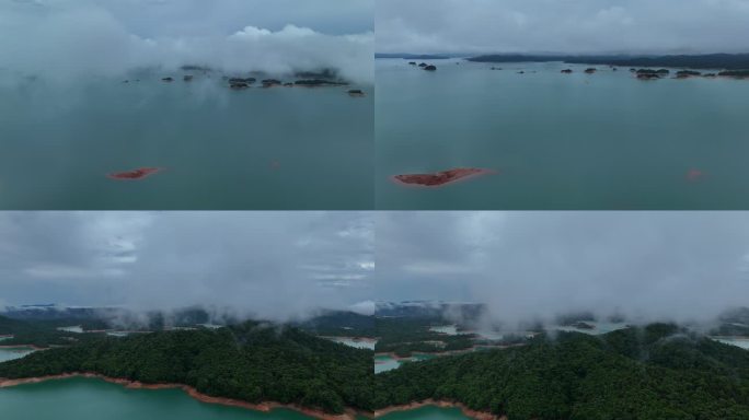 雨后穿越云层之下的万绿湖