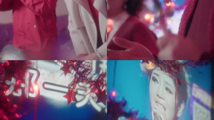 霓虹闪烁下的复古人像 ktv 舞厅