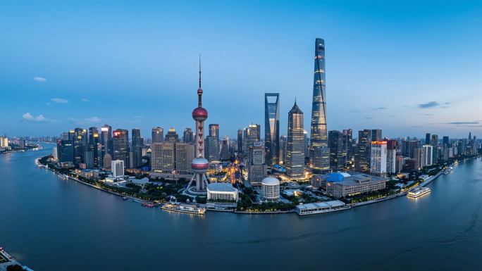 上海城市建筑东方明珠陆家嘴航拍延时夜景
