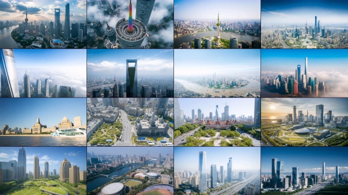上海城市建筑东方明珠陆家嘴航拍延时夜景