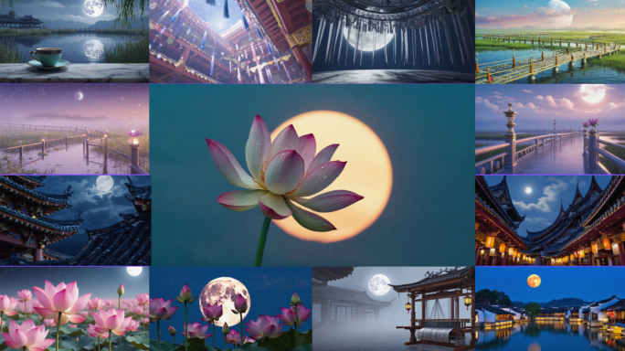 4K传统中秋节月夜下团圆秋意境合集