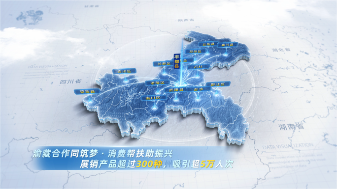 简洁大气重庆地图辐射