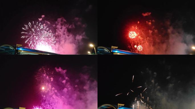 上海节日庆典烟花表演 烟花绽放夜空