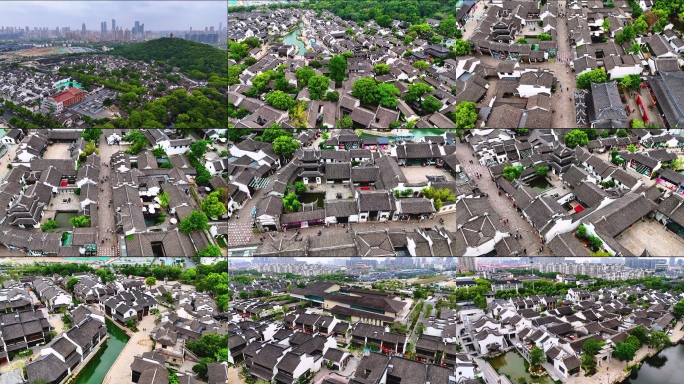江南惠山古镇航拍古建筑老街文化遗产古建