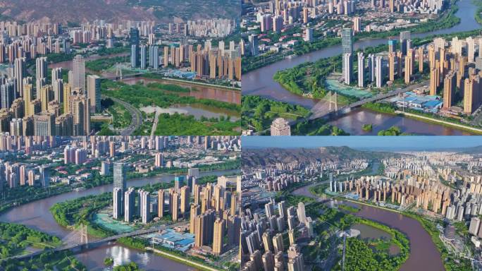 航拍兰州市安宁区银滩大桥