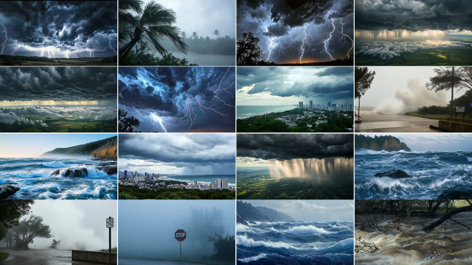 暴雨闪电雷电狂风暴雨暴风雨打雷雨城市