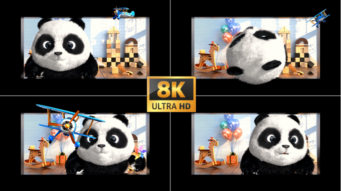 8k 可爱熊猫裸眼素材