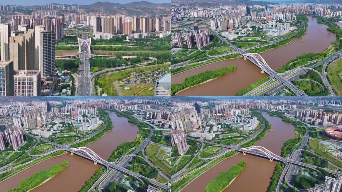 航拍兰州市安宁深安大桥