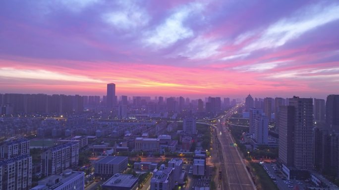 南通城市朝霞景