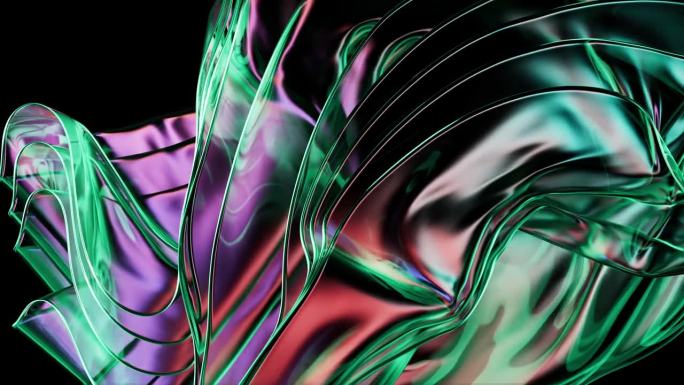 闪耀的绿色玻璃波浪起伏，映照出生动的光影反射。