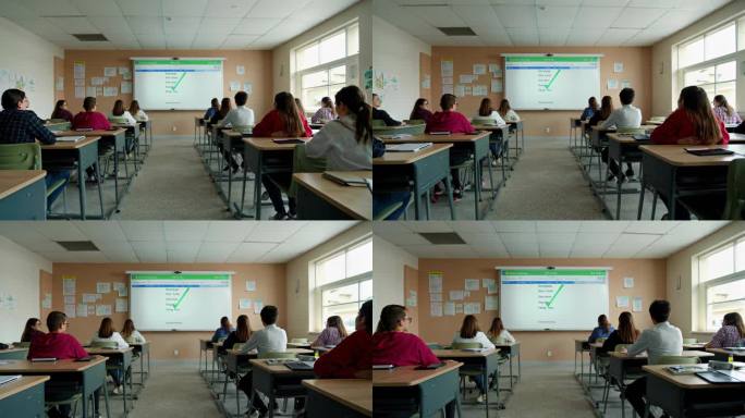 教室里的学生专注听讲 课堂教学与互动