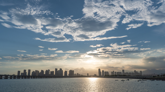 城市天际线日落延时