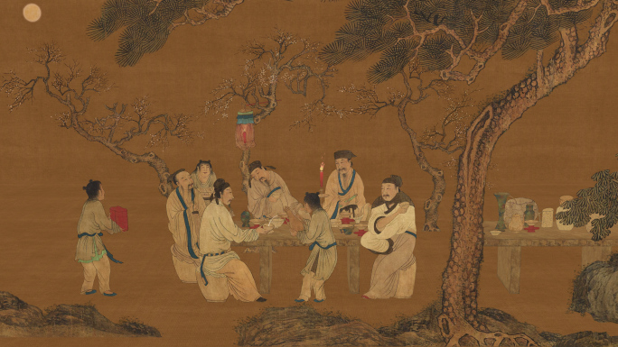 古代文人聚会《春夜宴桃李园图》