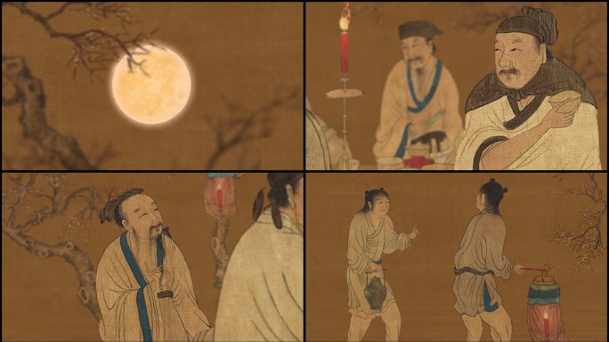 古代文人聚会《春夜宴桃李园图》
