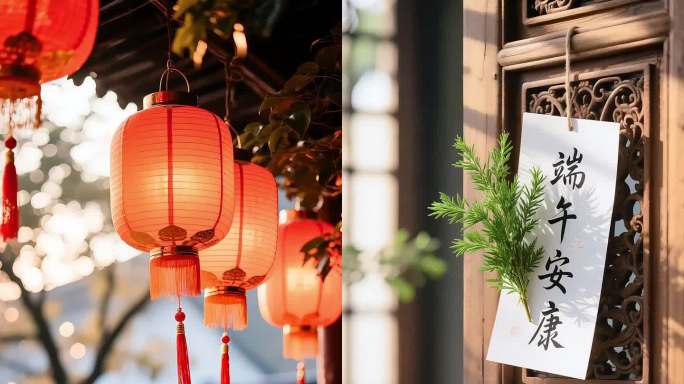 端午节端午习俗包粽子艾草红枣龙舟香囊竖版