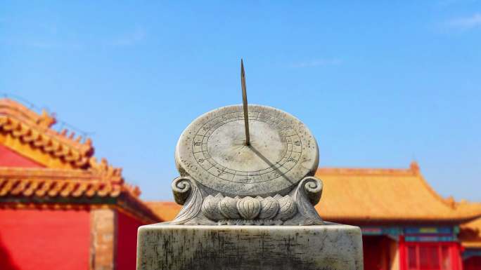 中国古代计时器日晷黑白+彩色4K