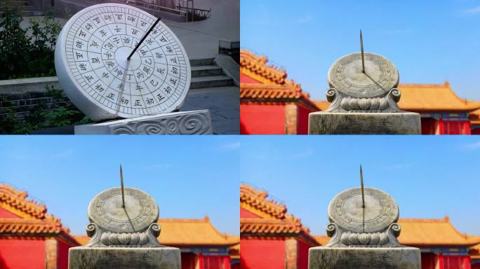 中国古代计时器日晷黑白+彩色4K