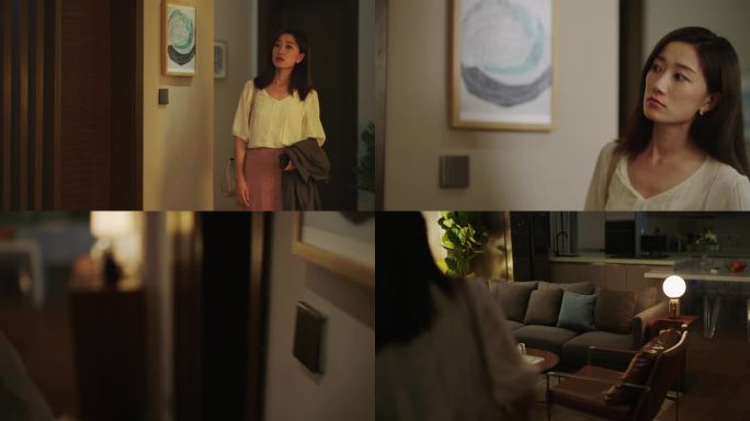 4K 下班回家开灯无人在家 都市女性归家