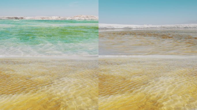 青海大柴旦翡翠湖盐湖水面波光粼粼
