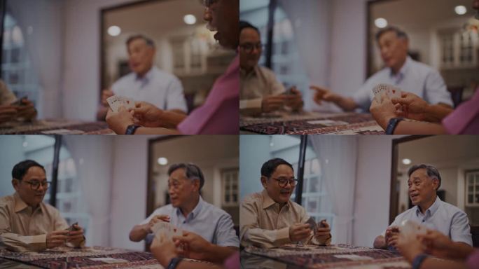 一群老人正在打牌。