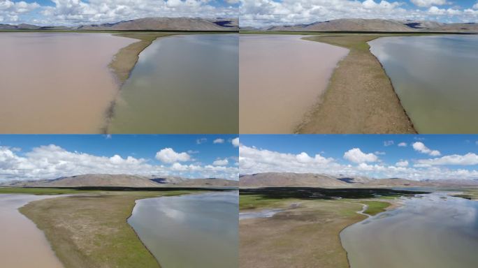 青藏高原湿地河流航拍