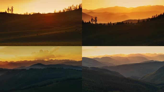 新疆阿勒泰草原夕阳