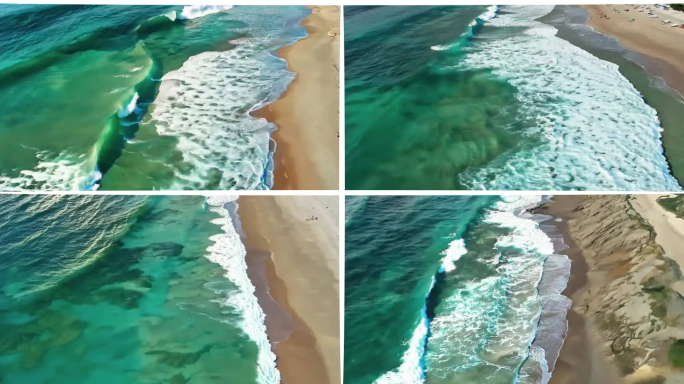 海边潮水浪潮浪花拍打沙滩