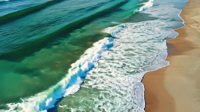 海边潮水浪潮浪花拍打沙滩