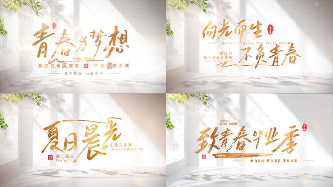 温馨片头金色文字片尾标题字幕02
