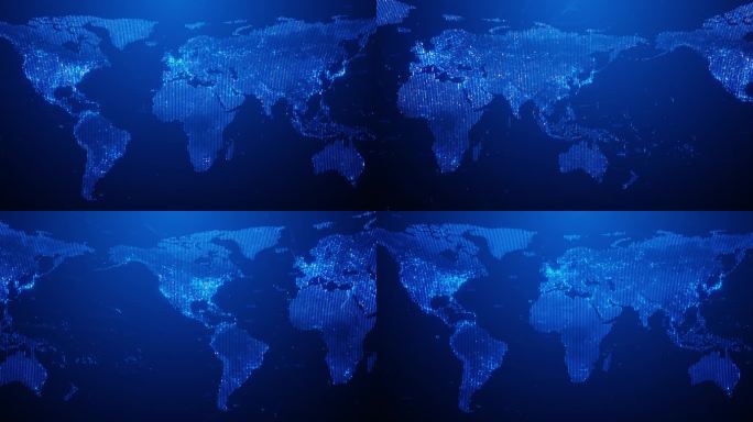科技感蓝色粒子世界地图