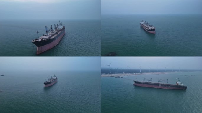 威海布鲁威斯号沉船航拍镜头合集