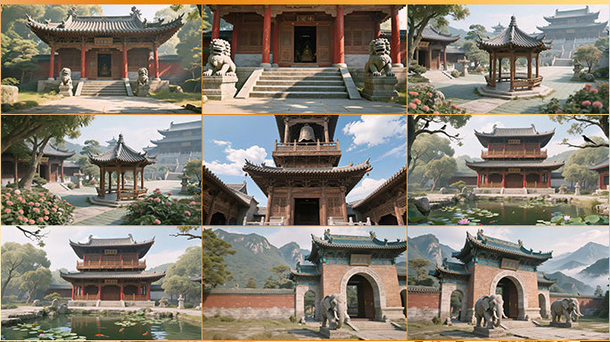 古风庭院寺庙府邸 中国传统建筑园林片头