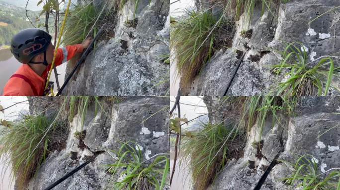 攀岩者岩壁作业