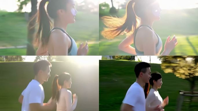 男女公园晨跑锻炼