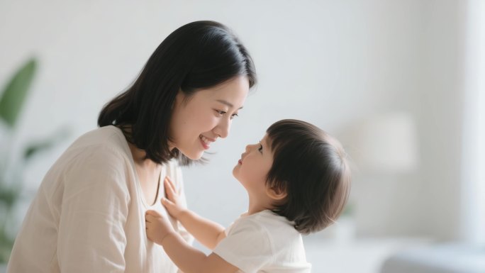 母爱呵护下的亲子时光 母子间的亲昵互动