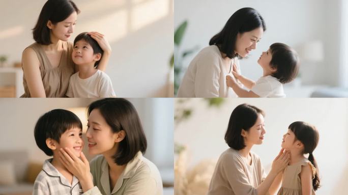 母爱呵护下的亲子时光 母子间的亲昵互动