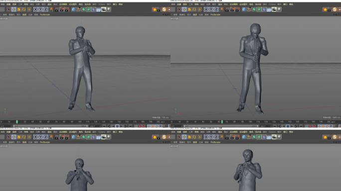 吹萨克斯人物动画模型C4D工程