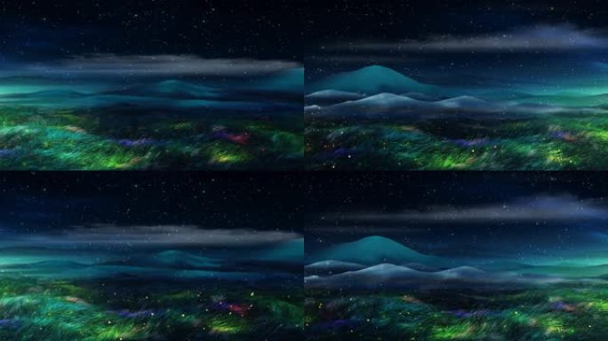 6K 宽屏 夜空山景梦幻光效