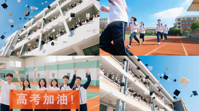 高考加油 庆祝毕业 奔跑 丢帽子