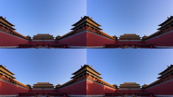 4K延时摄影：故宫建筑群中全景光影变化。