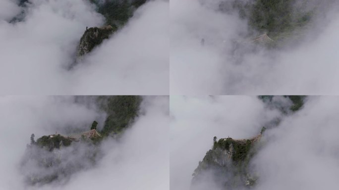 四川西藏金沙江上游藏区高山云中经幡风马旗