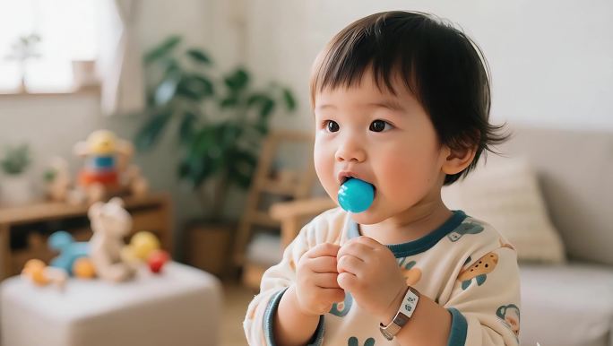 宝宝吃棒棒糖的可爱瞬间幼儿的甜蜜时光